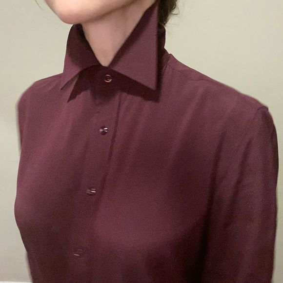 Ralph Lauren black label burgundy silk blend blouse size 2 - Picture 13 of 16
